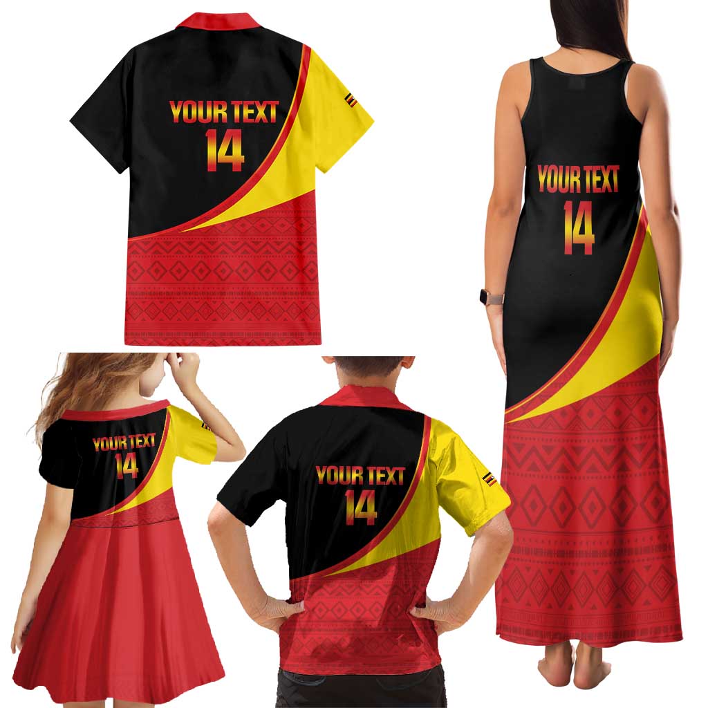Custom Uganda Cricket Family Matching Tank Maxi Dress and Hawaiian Shirt Go Cranes African Pattern - Wonder Print Shop