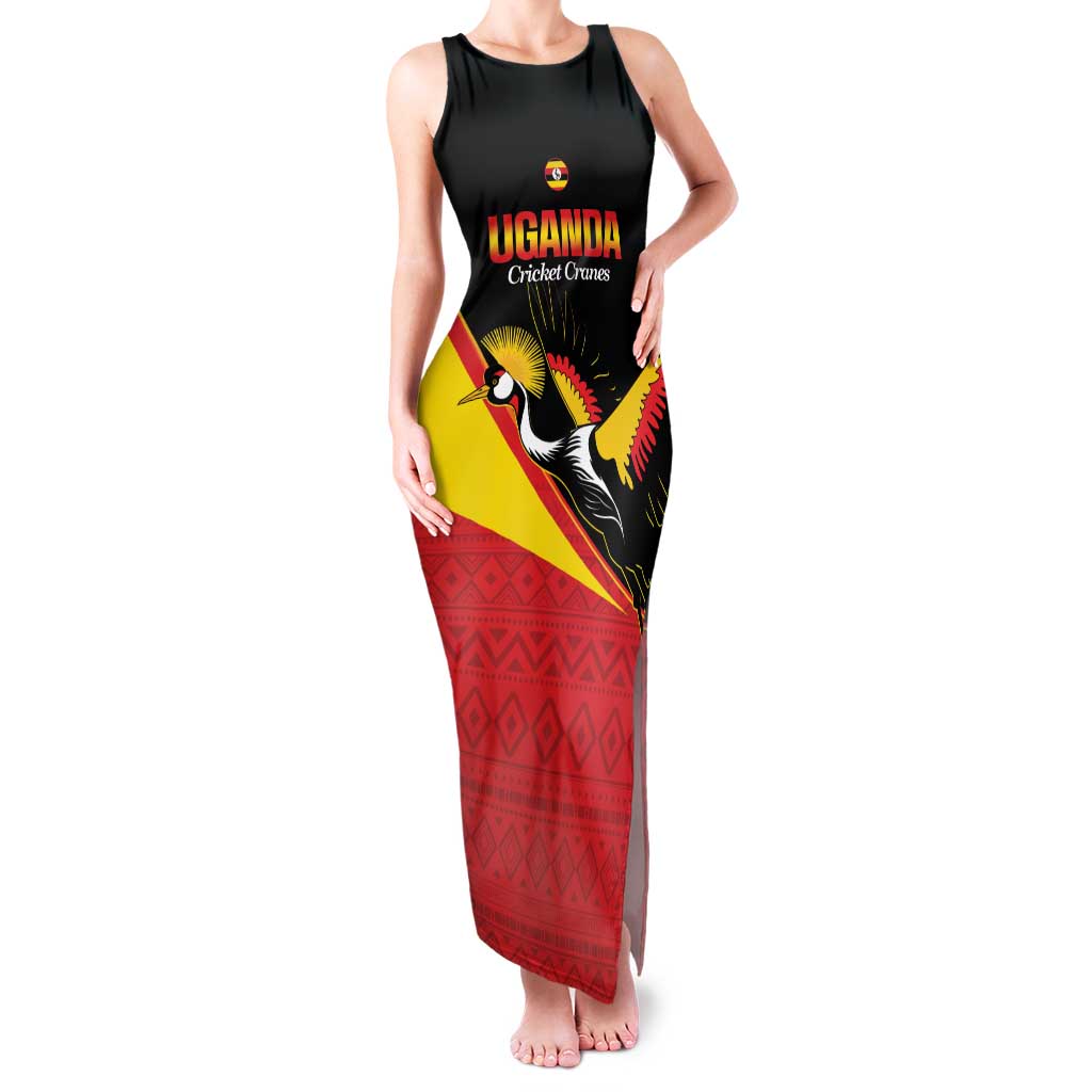 Custom Uganda Cricket Family Matching Tank Maxi Dress and Hawaiian Shirt Go Cranes African Pattern - Wonder Print Shop