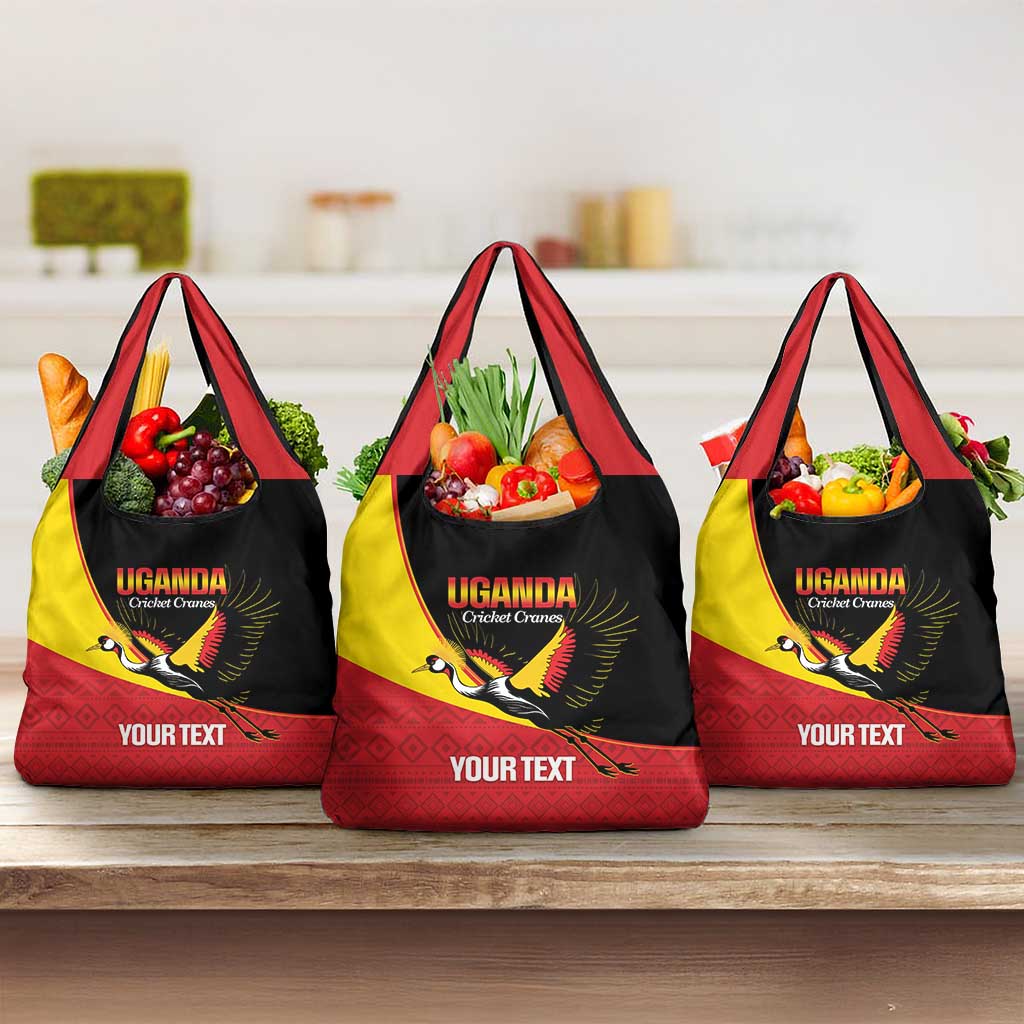 Custom Uganda Cricket Grocery Bag Go Cranes African Pattern - Wonder Print Shop