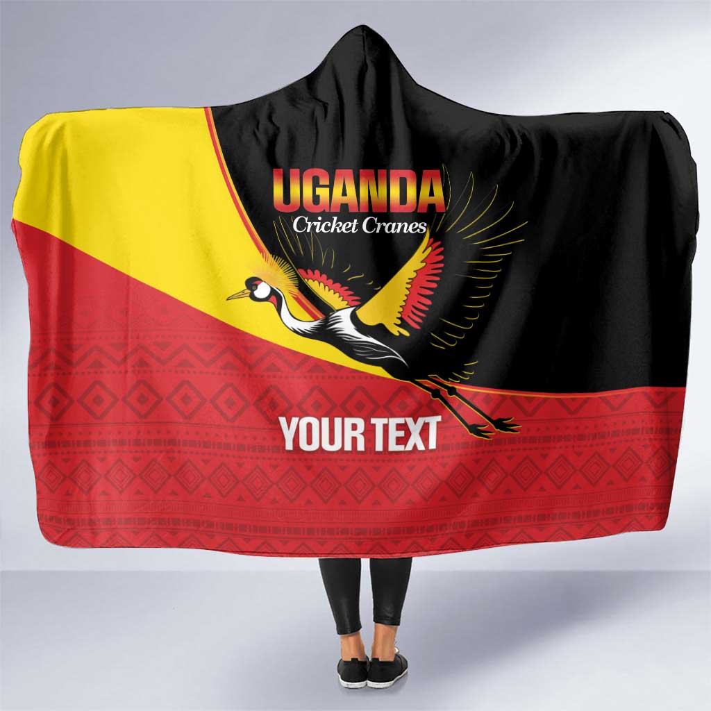 Custom Uganda Cricket Hooded Blanket Go Cranes African Pattern - Wonder Print Shop