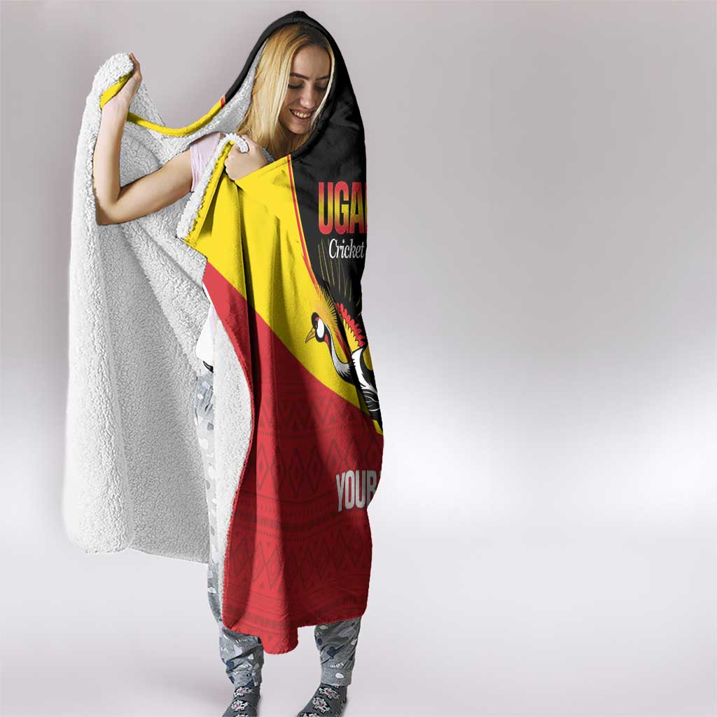 Custom Uganda Cricket Hooded Blanket Go Cranes African Pattern - Wonder Print Shop