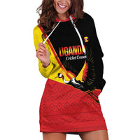 Custom Uganda Cricket Hoodie Dress Go Cranes African Pattern - Wonder Print Shop