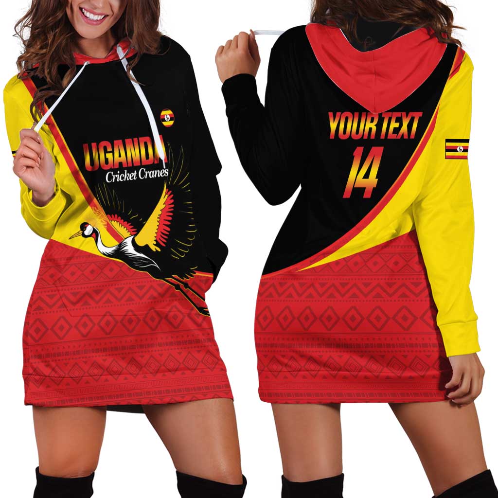 Custom Uganda Cricket Hoodie Dress Go Cranes African Pattern - Wonder Print Shop