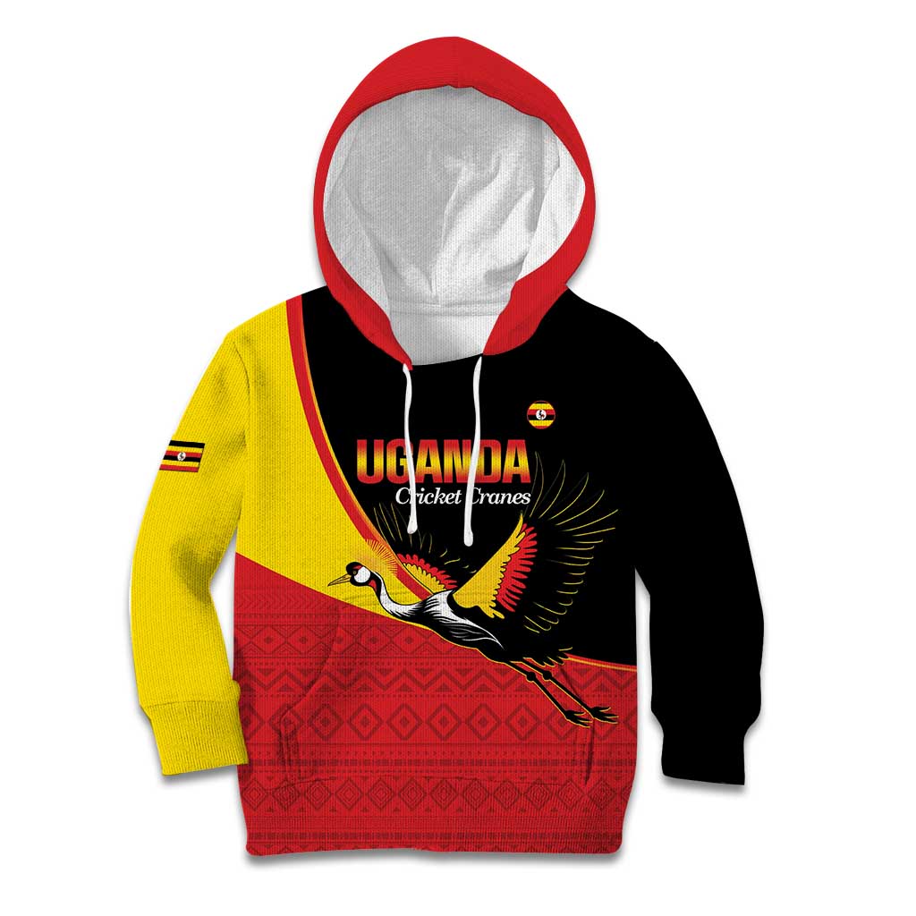 Custom Uganda Cricket Kid Hoodie Go Cranes African Pattern - Wonder Print Shop