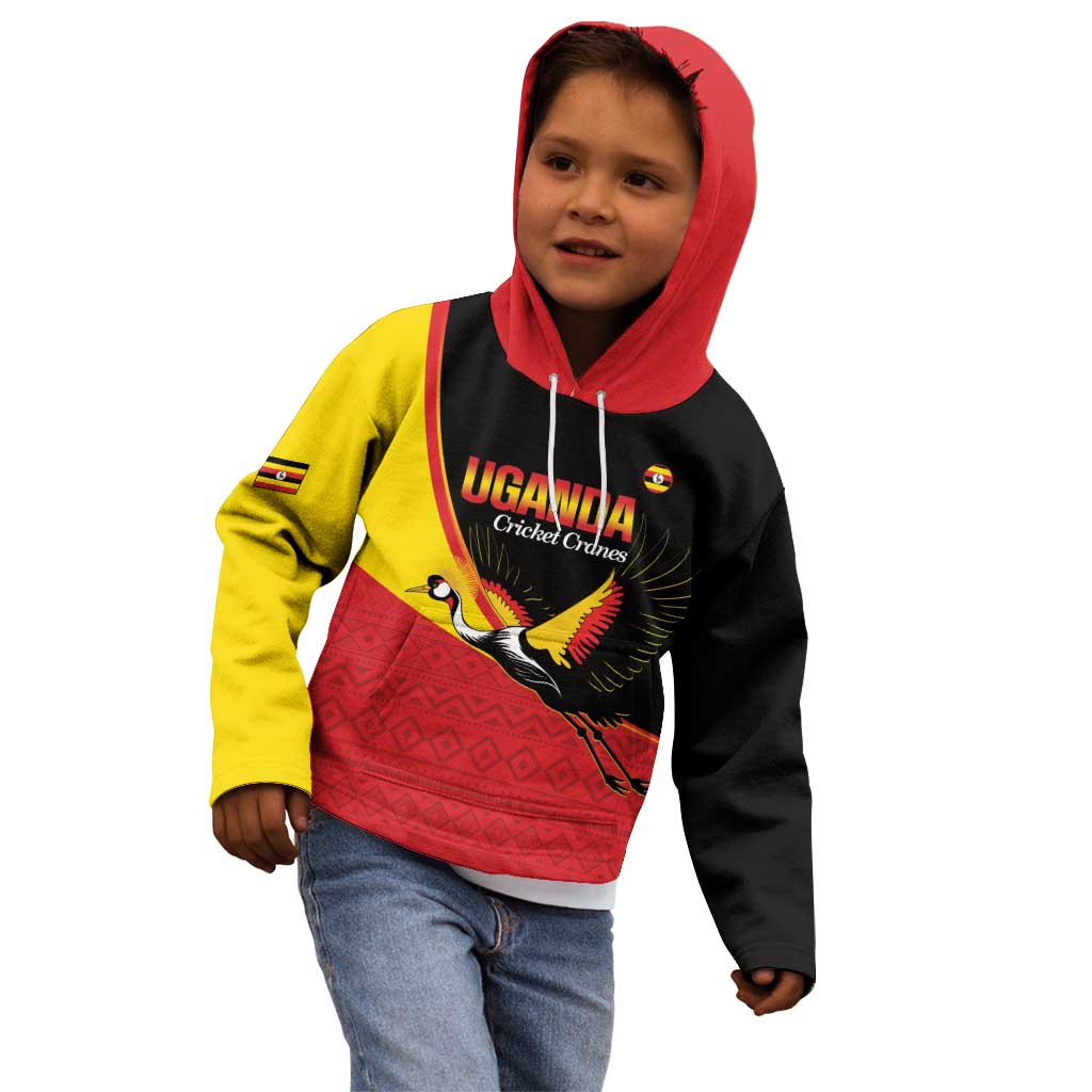 Custom Uganda Cricket Kid Hoodie Go Cranes African Pattern - Wonder Print Shop