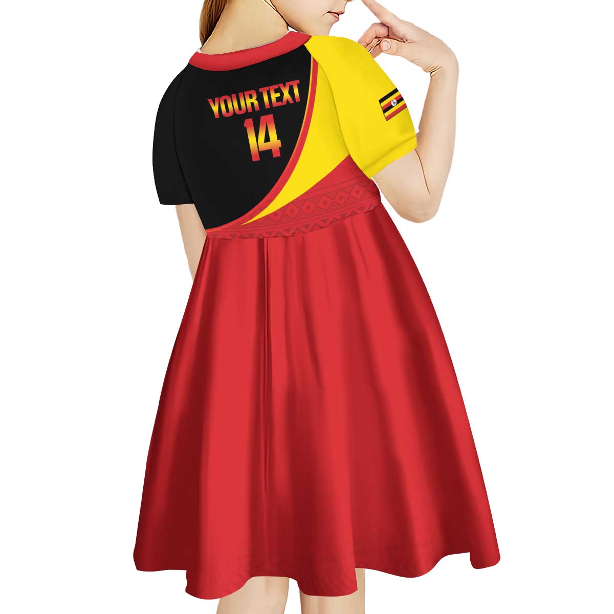 Custom Uganda Cricket Kid Short Sleeve Dress Go Cranes African Pattern - Wonder Print Shop