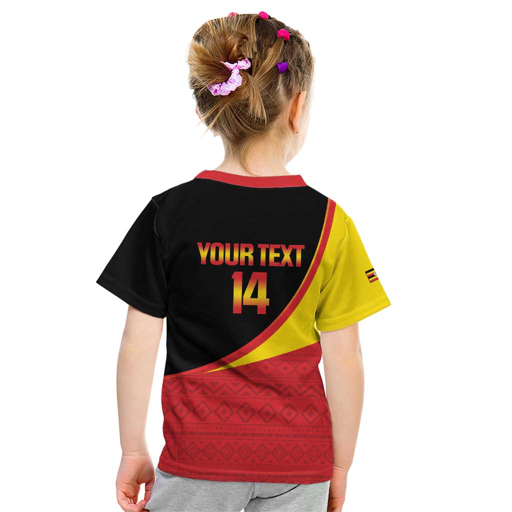 Custom Uganda Cricket Kid T Shirt Go Cranes African Pattern - Wonder Print Shop