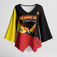 Custom Uganda Cricket Kimono Sleeve Blouse Go Cranes African Pattern - Wonder Print Shop