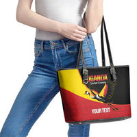 Custom Uganda Cricket Leather Tote Bag Go Cranes African Pattern - Wonder Print Shop