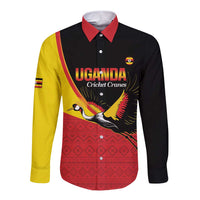 Custom Uganda Cricket Long Sleeve Button Shirt Go Cranes African Pattern - Wonder Print Shop