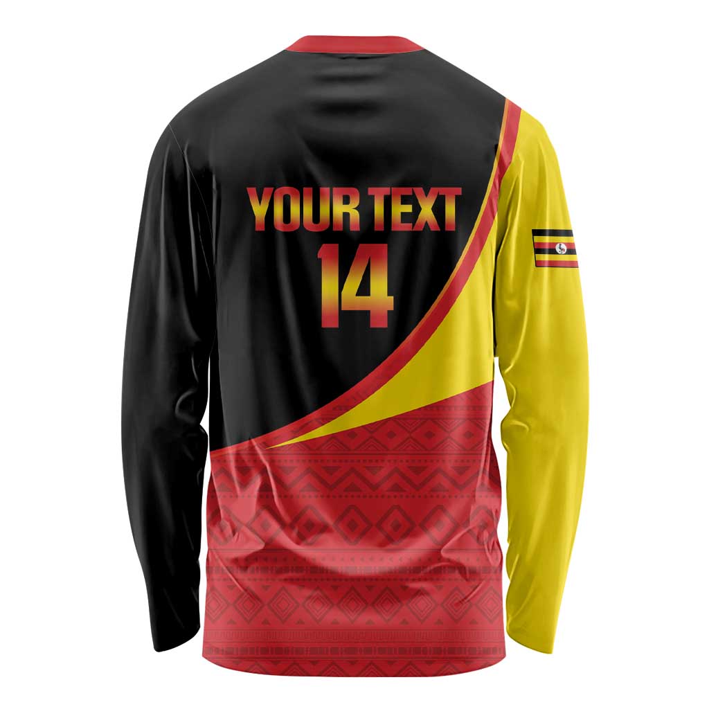 Custom Uganda Cricket Long Sleeve Shirt Go Cranes African Pattern - Wonder Print Shop