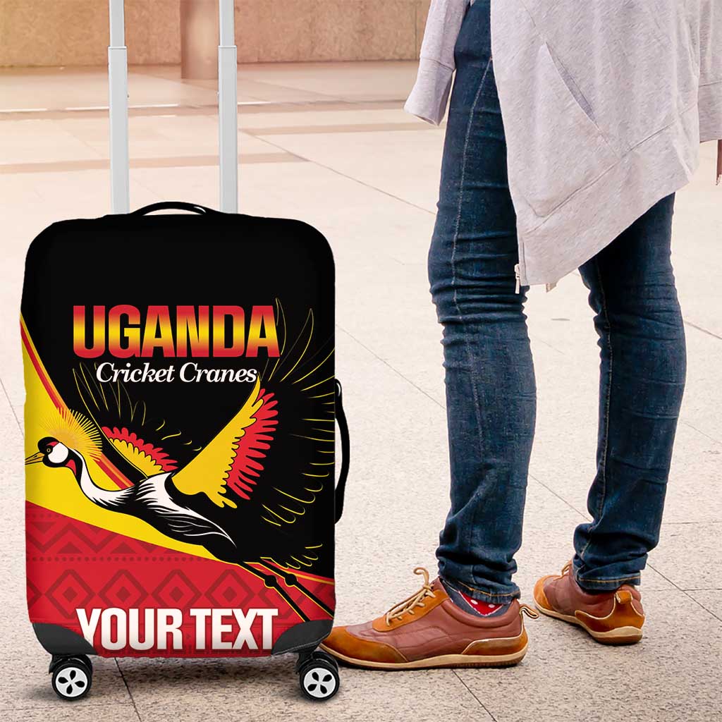 Custom Uganda Cricket Luggage Cover Go Cranes African Pattern - Wonder Print Shop