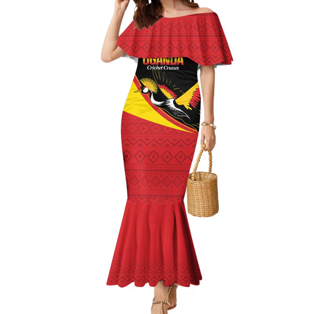 Custom Uganda Cricket Mermaid Dress Go Cranes African Pattern - Wonder Print Shop
