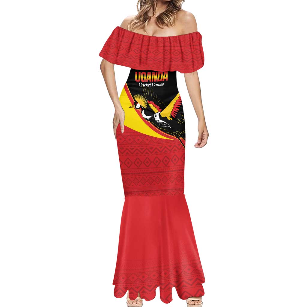Custom Uganda Cricket Mermaid Dress Go Cranes African Pattern - Wonder Print Shop
