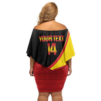 Custom Uganda Cricket Off Shoulder Short Dress Go Cranes African Pattern - Wonder Print Shop