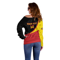 Custom Uganda Cricket Off Shoulder Sweater Go Cranes African Pattern - Wonder Print Shop