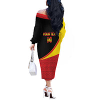 Custom Uganda Cricket Off The Shoulder Long Sleeve Dress Go Cranes African Pattern - Wonder Print Shop