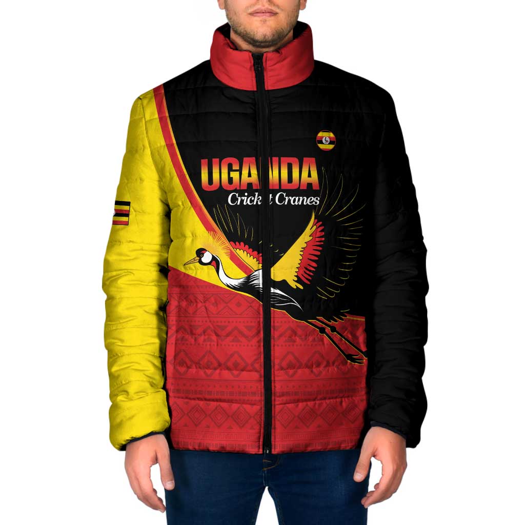 Custom Uganda Cricket Padded Jacket Go Cranes African Pattern - Wonder Print Shop