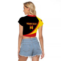 Custom Uganda Cricket Raglan Cropped T Shirt Go Cranes African Pattern - Wonder Print Shop