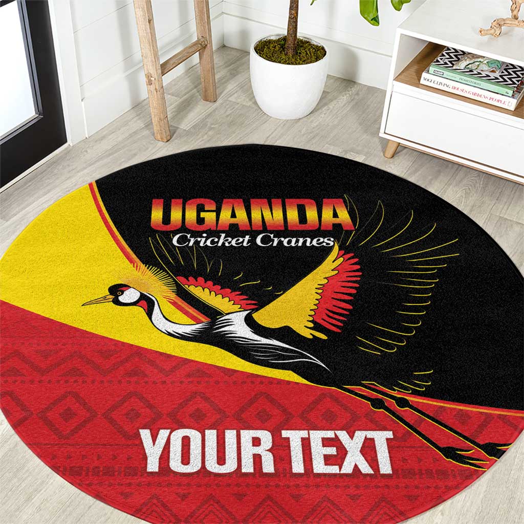 Custom Uganda Cricket Round Carpet Go Cranes African Pattern - Wonder Print Shop