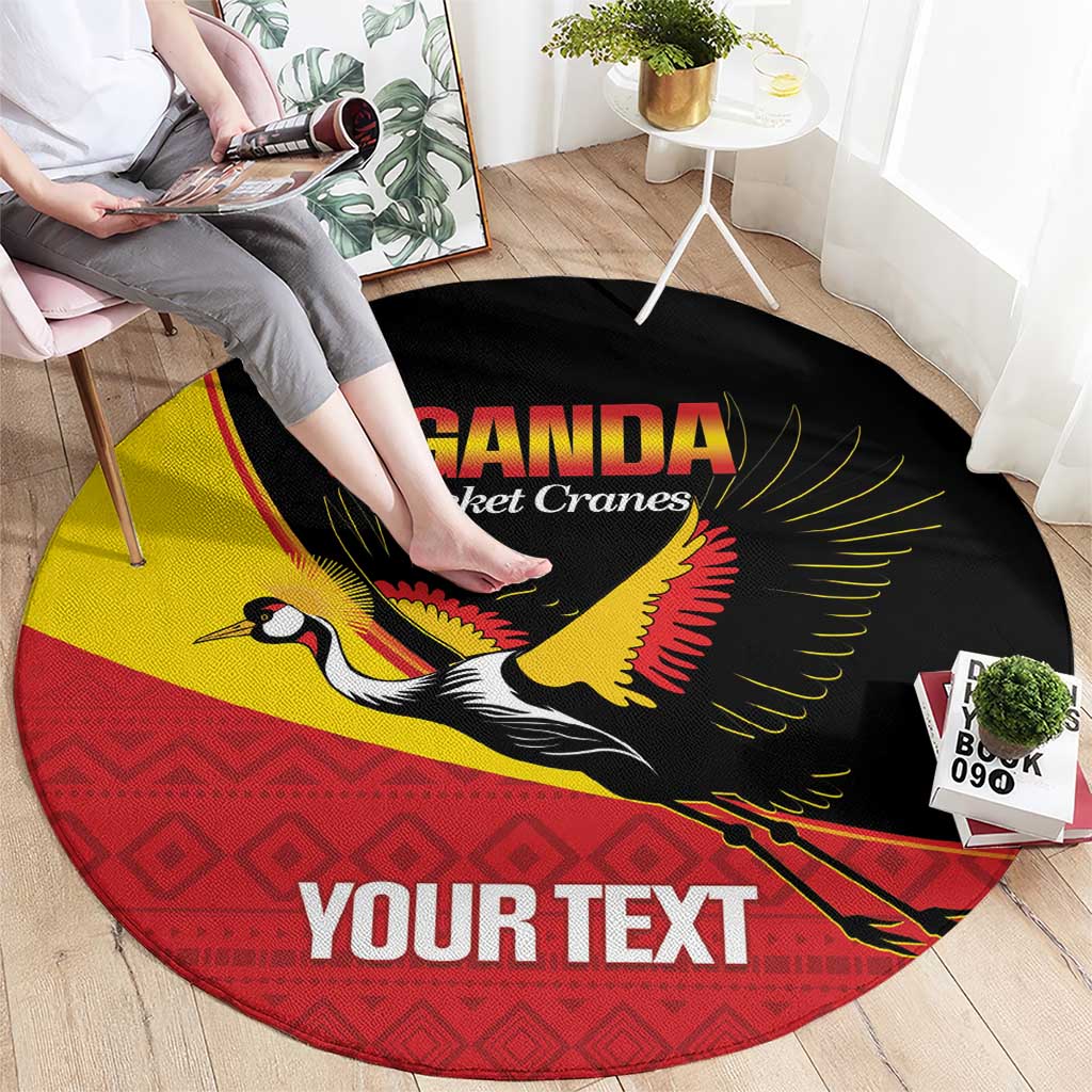 Custom Uganda Cricket Round Carpet Go Cranes African Pattern - Wonder Print Shop