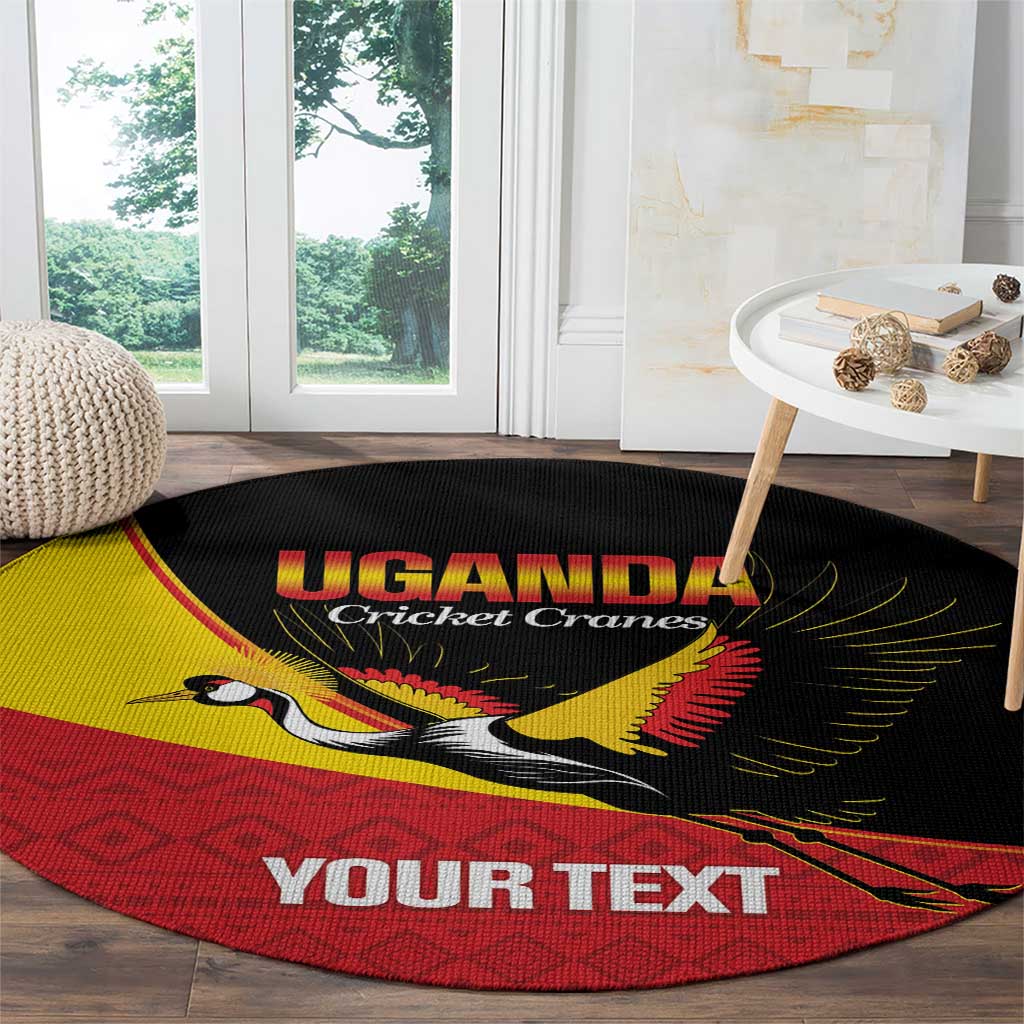 Custom Uganda Cricket Round Carpet Go Cranes African Pattern - Wonder Print Shop