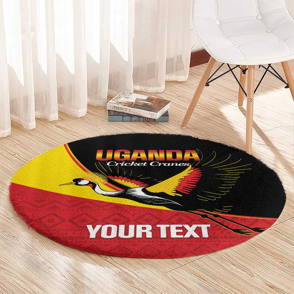 Custom Uganda Cricket Round Carpet Go Cranes African Pattern - Wonder Print Shop