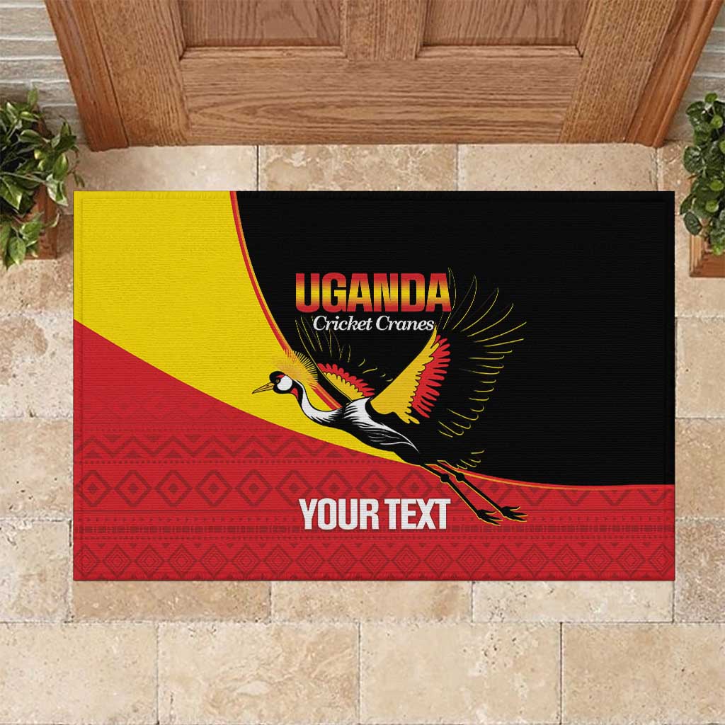 Custom Uganda Cricket Rubber Doormat Go Cranes African Pattern - Wonder Print Shop
