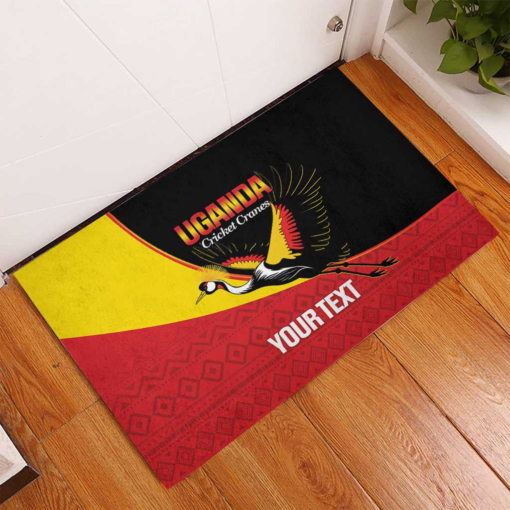 Custom Uganda Cricket Rubber Doormat Go Cranes African Pattern - Wonder Print Shop