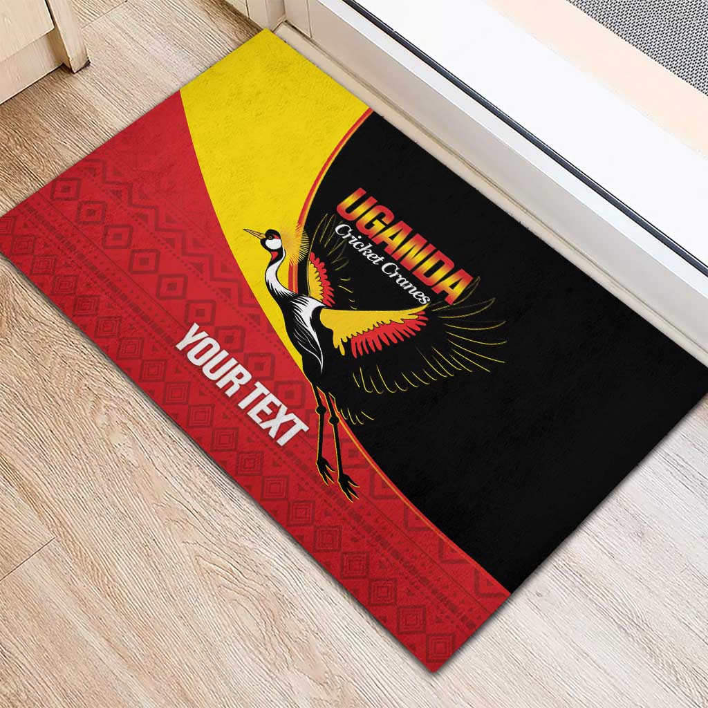 Custom Uganda Cricket Rubber Doormat Go Cranes African Pattern - Wonder Print Shop