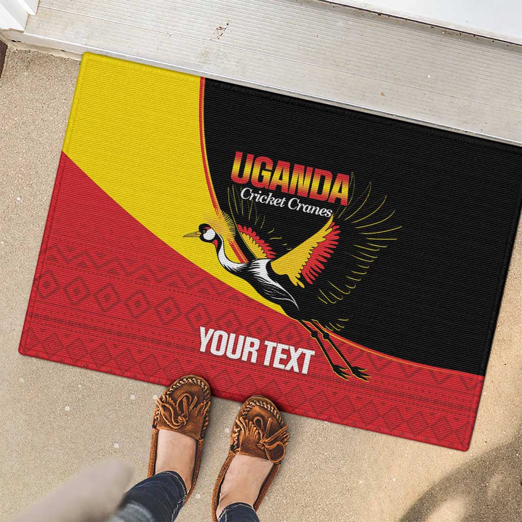 Custom Uganda Cricket Rubber Doormat Go Cranes African Pattern - Wonder Print Shop