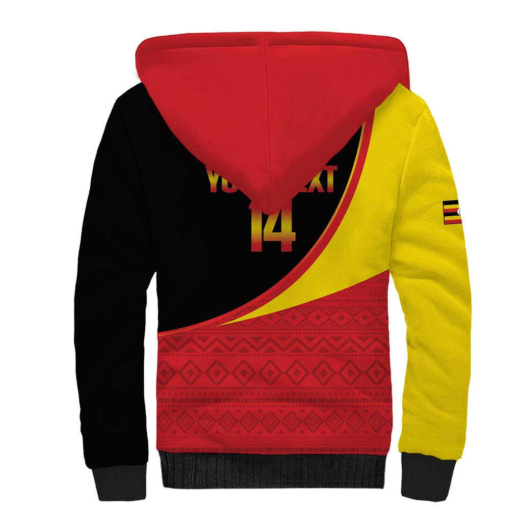 Custom Uganda Cricket Sherpa Hoodie Go Cranes African Pattern - Wonder Print Shop