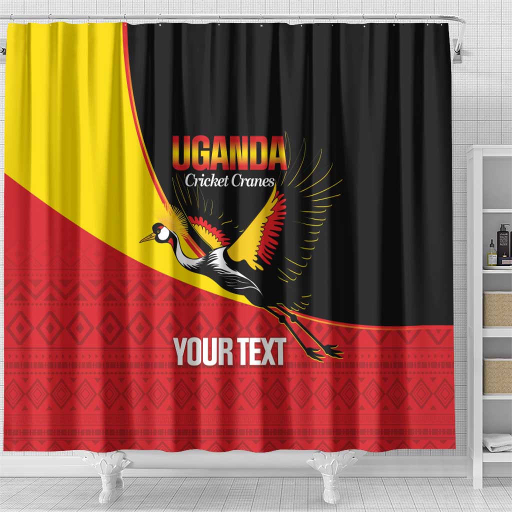 Custom Uganda Cricket Shower Curtain Go Cranes African Pattern - Wonder Print Shop