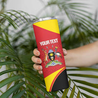 Custom Uganda Cricket Skinny Tumbler Go Cranes African Pattern - Wonder Print Shop
