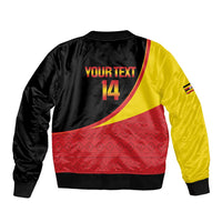 Custom Uganda Cricket Sleeve Zip Bomber Jacket Go Cranes African Pattern - Wonder Print Shop