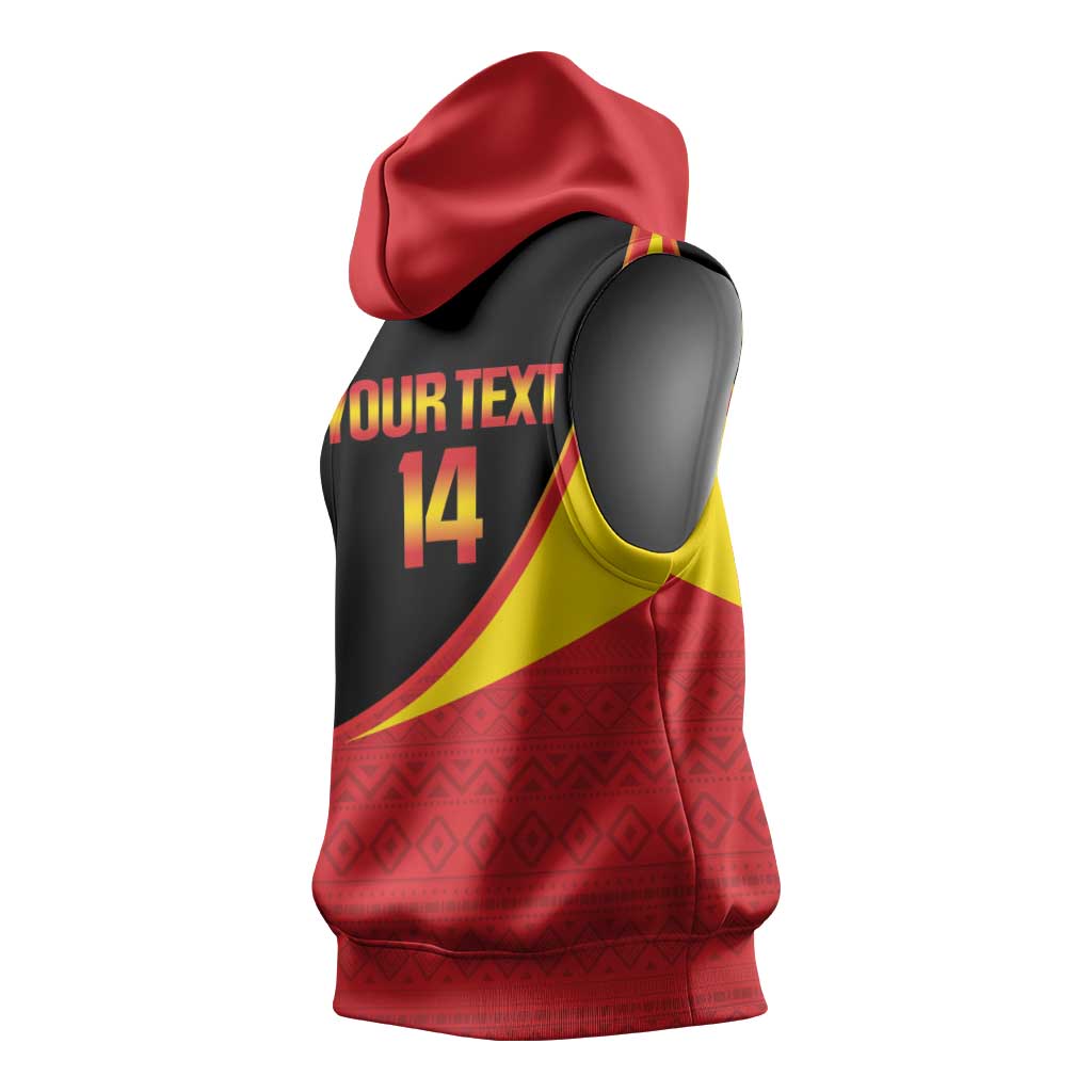 Custom Uganda Cricket Sleeveless Hoodie Go Cranes African Pattern - Wonder Print Shop