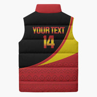Custom Uganda Cricket Sleeveless Puffer Jacket Go Cranes African Pattern - Wonder Print Shop