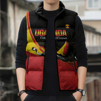 Custom Uganda Cricket Sleeveless Puffer Jacket Go Cranes African Pattern - Wonder Print Shop