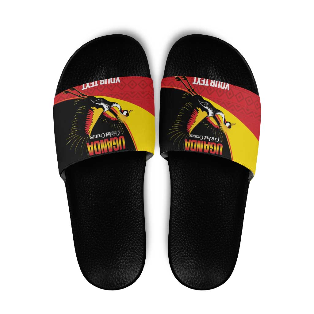 Custom Uganda Cricket Slide Sandals Go Cranes African Pattern - Wonder Print Shop