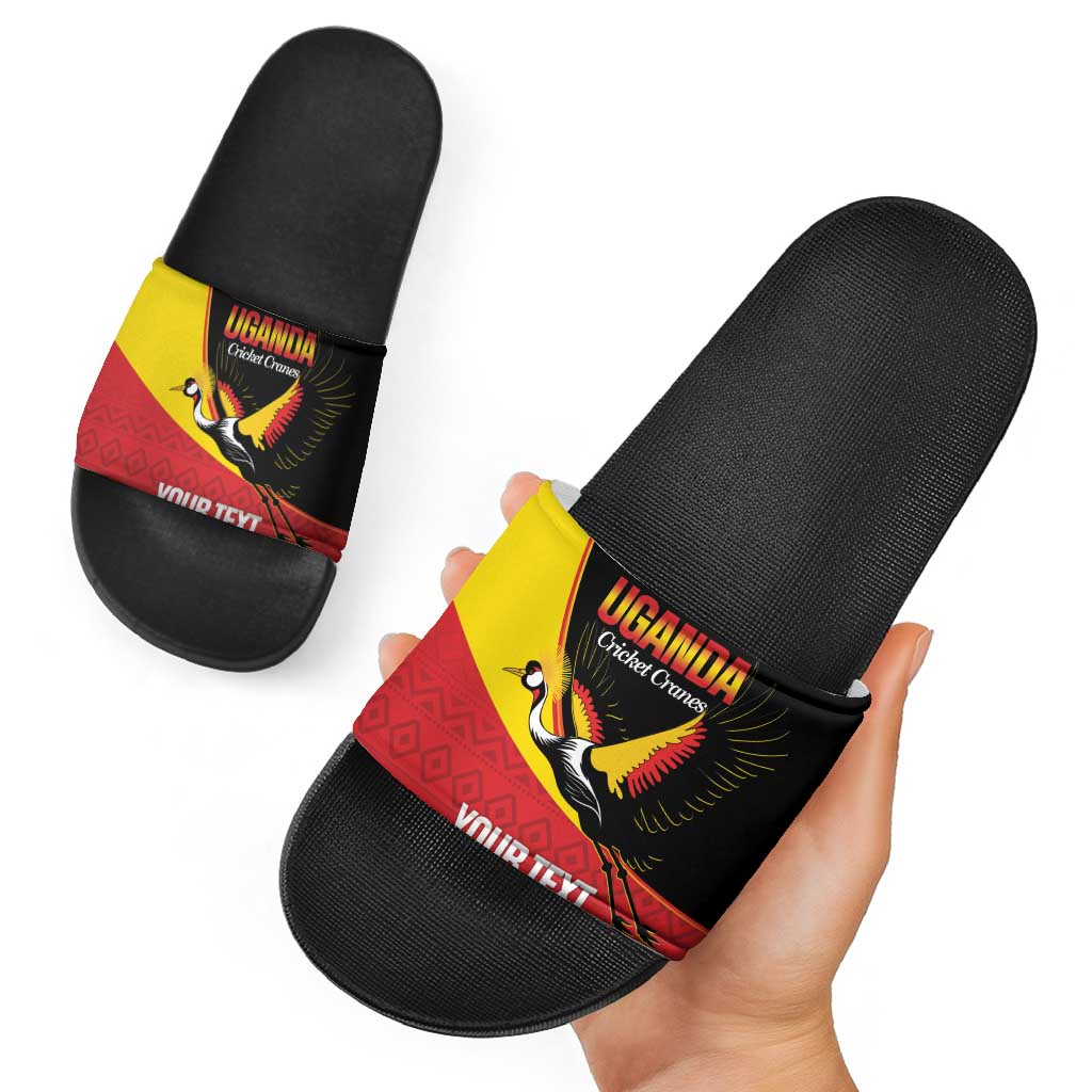 Custom Uganda Cricket Slide Sandals Go Cranes African Pattern - Wonder Print Shop
