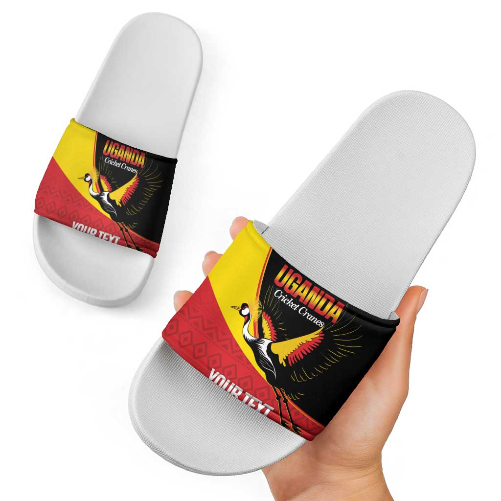 Custom Uganda Cricket Slide Sandals Go Cranes African Pattern - Wonder Print Shop