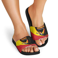 Custom Uganda Cricket Slide Sandals Go Cranes African Pattern - Wonder Print Shop