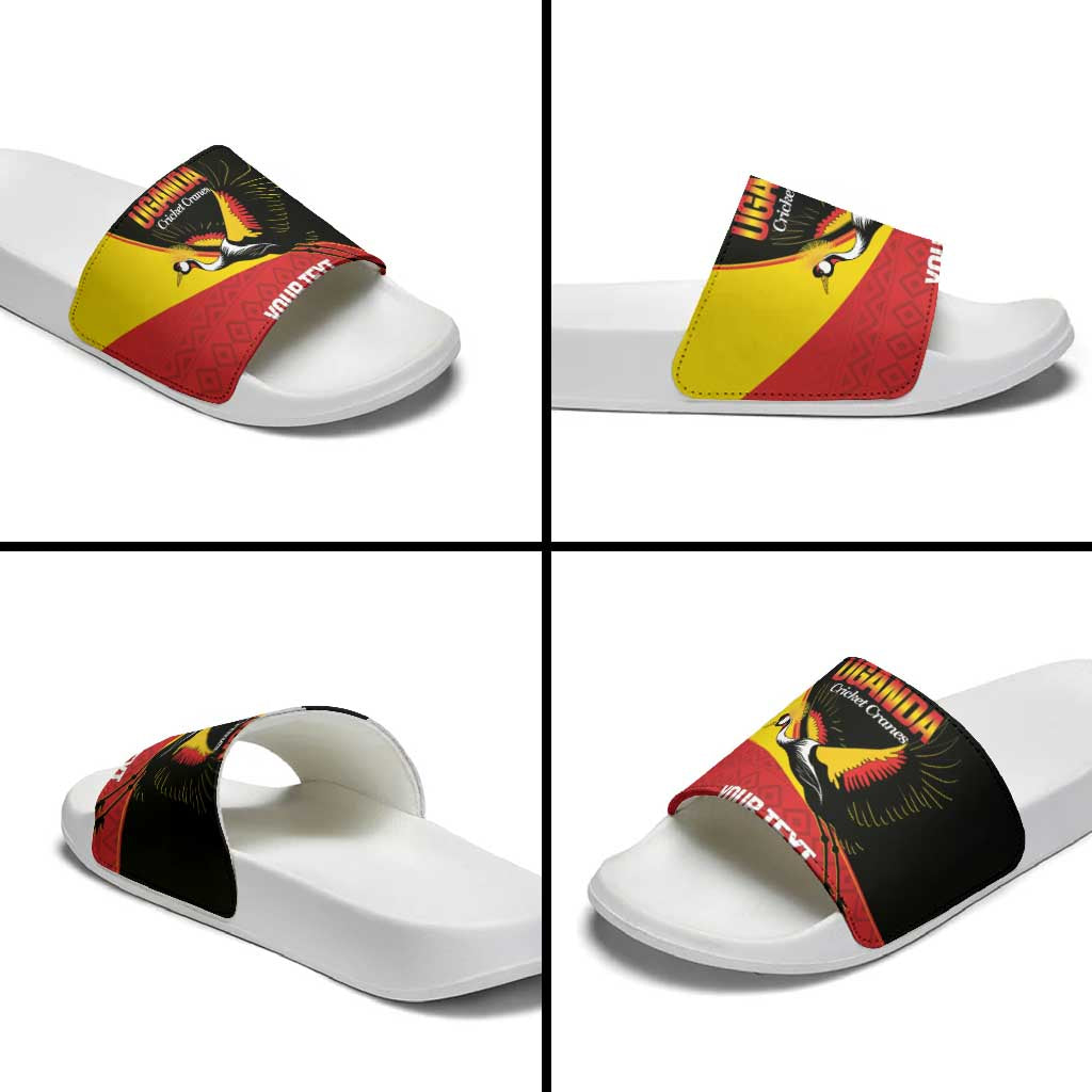 Custom Uganda Cricket Slide Sandals Go Cranes African Pattern - Wonder Print Shop