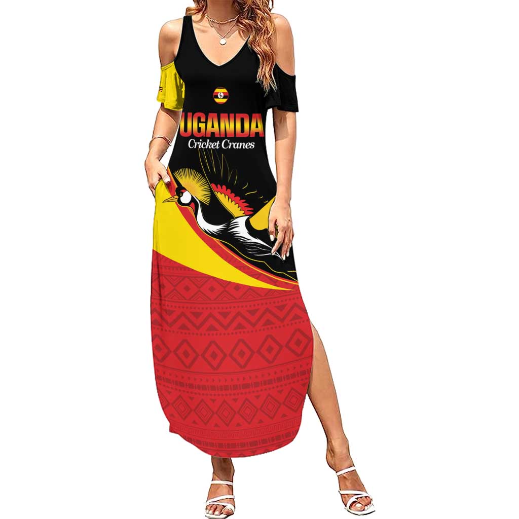 Custom Uganda Cricket Summer Maxi Dress Go Cranes African Pattern - Wonder Print Shop
