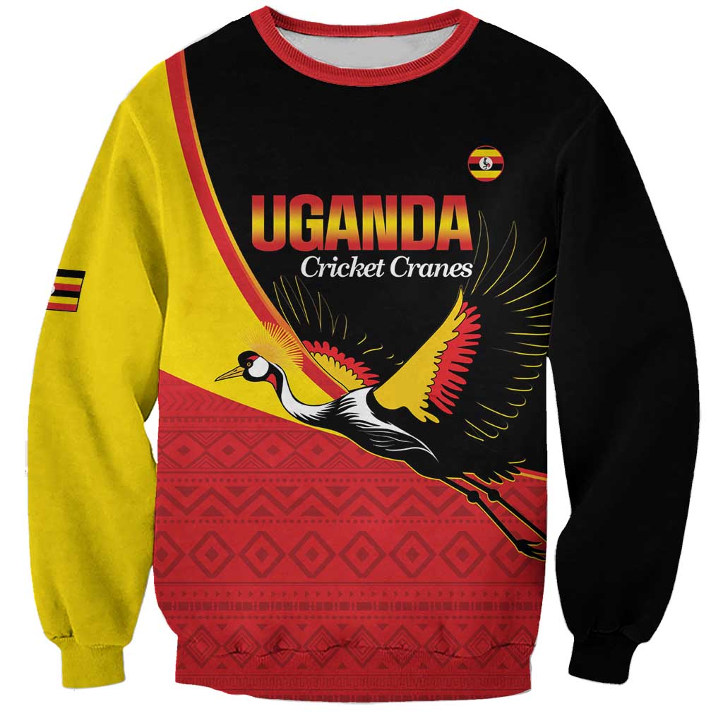 Custom Uganda Cricket Sweatshirt Go Cranes African Pattern - Wonder Print Shop