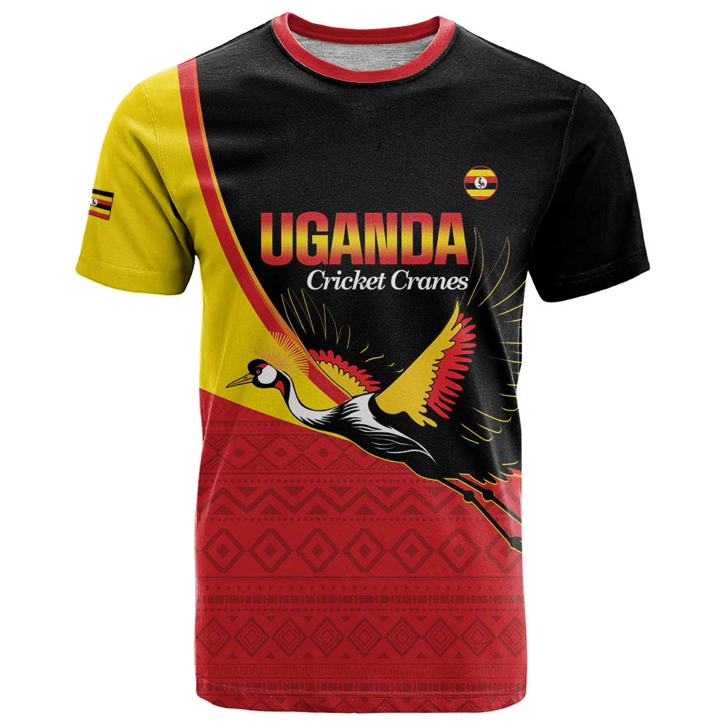 Custom Uganda Cricket T Shirt Go Cranes African Pattern - Wonder Print Shop