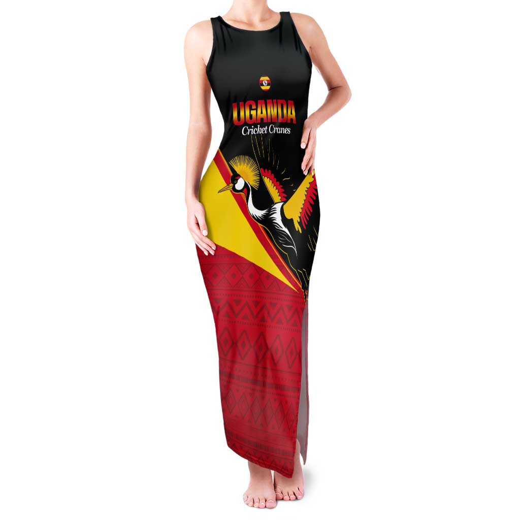 Custom Uganda Cricket Tank Maxi Dress Go Cranes African Pattern - Wonder Print Shop