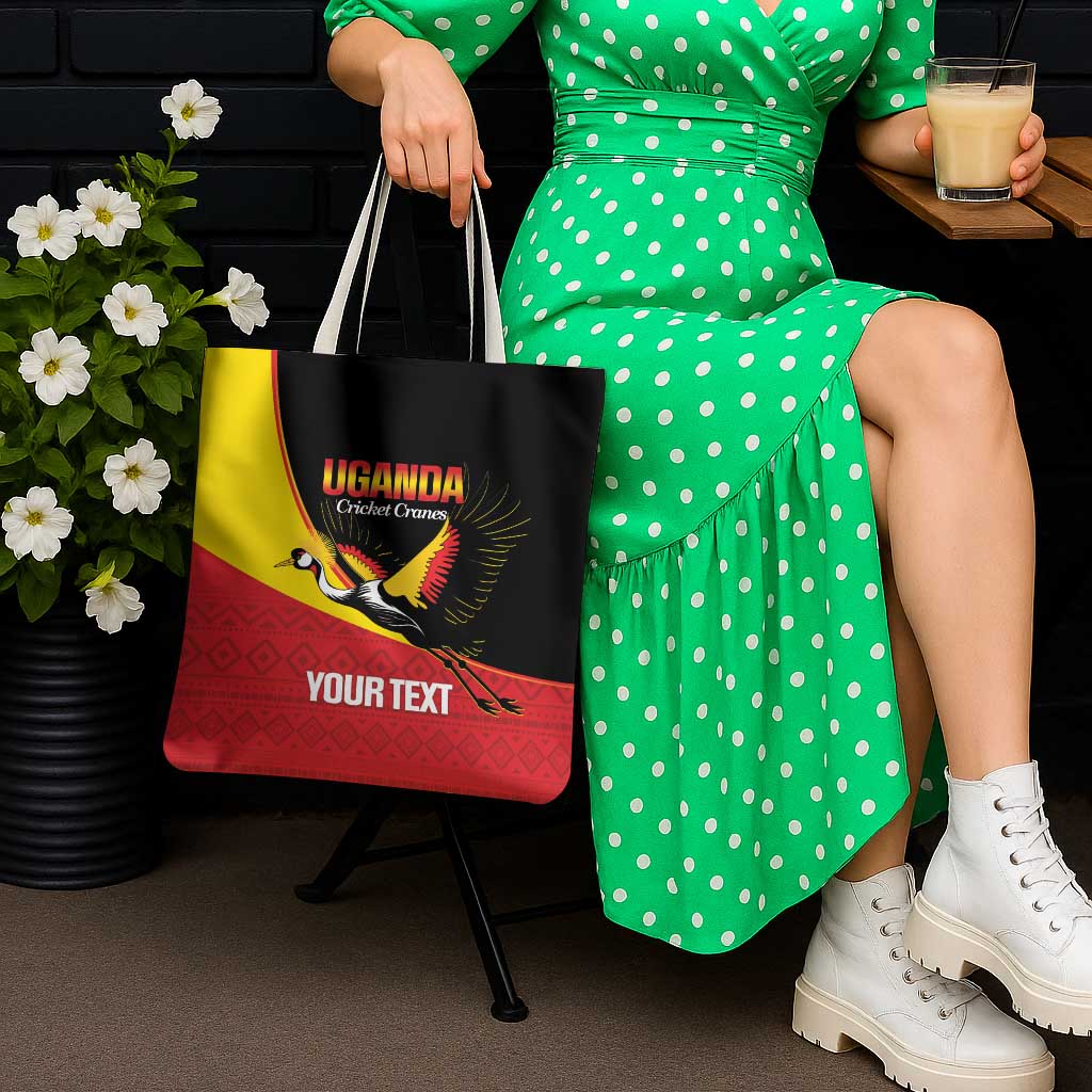 Custom Uganda Cricket Tote Bag Go Cranes African Pattern - Wonder Print Shop