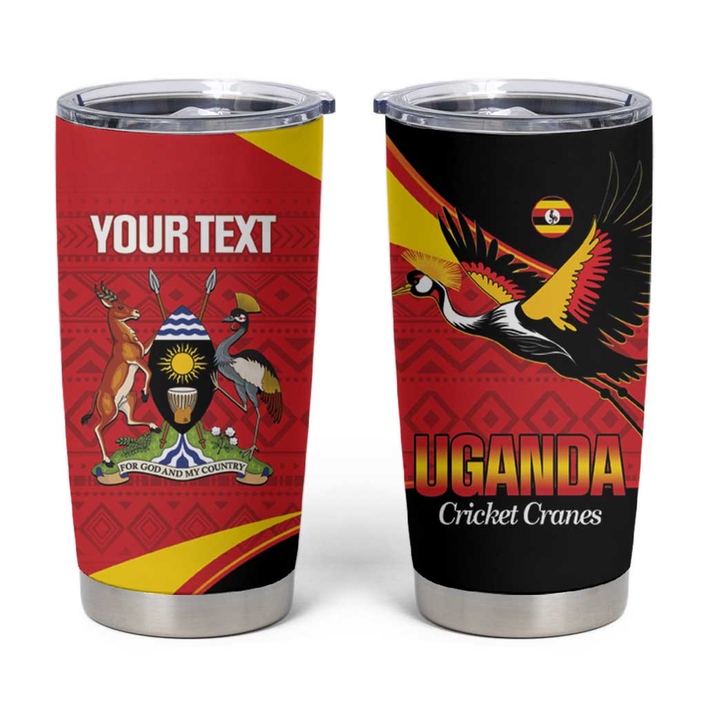 Custom Uganda Cricket Tumbler Cup Go Cranes African Pattern - Wonder Print Shop