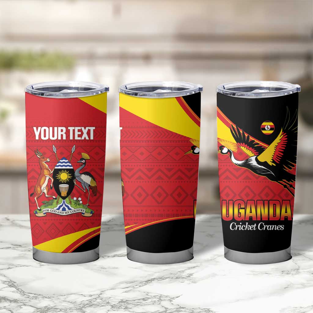 Custom Uganda Cricket Tumbler Cup Go Cranes African Pattern - Wonder Print Shop